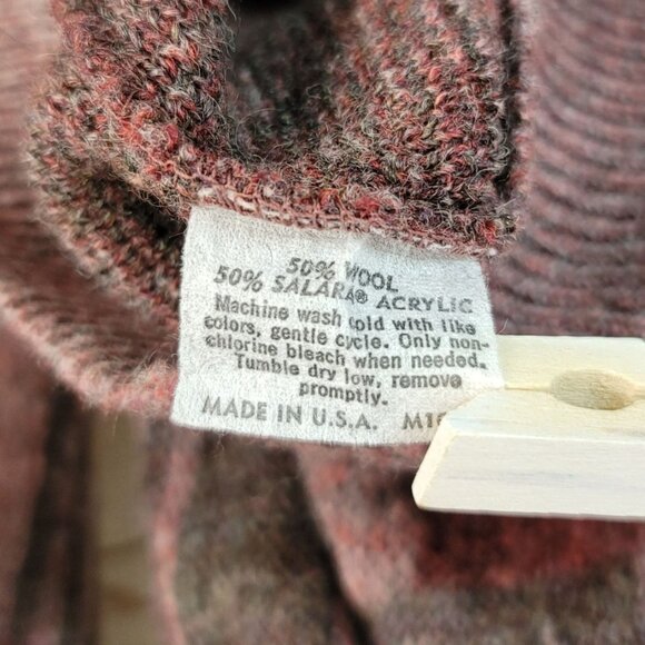 Jantzen Mens Grandpa Sweater Red Medium Ribbed Long Sleeve USA Wool Dadcore VTG - Picture 6 of 8